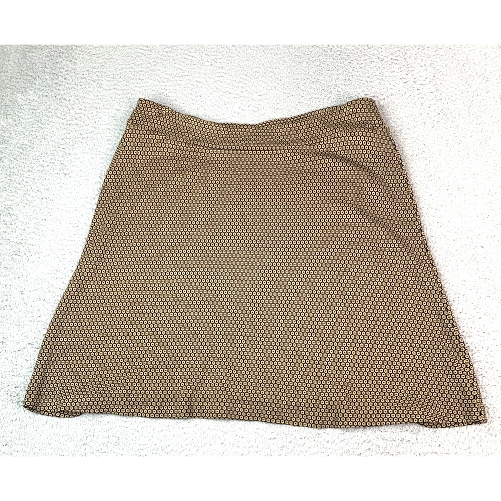 J Jill Skirt Womens Size Medium Tan Black Ponte Knit A Line Stretch